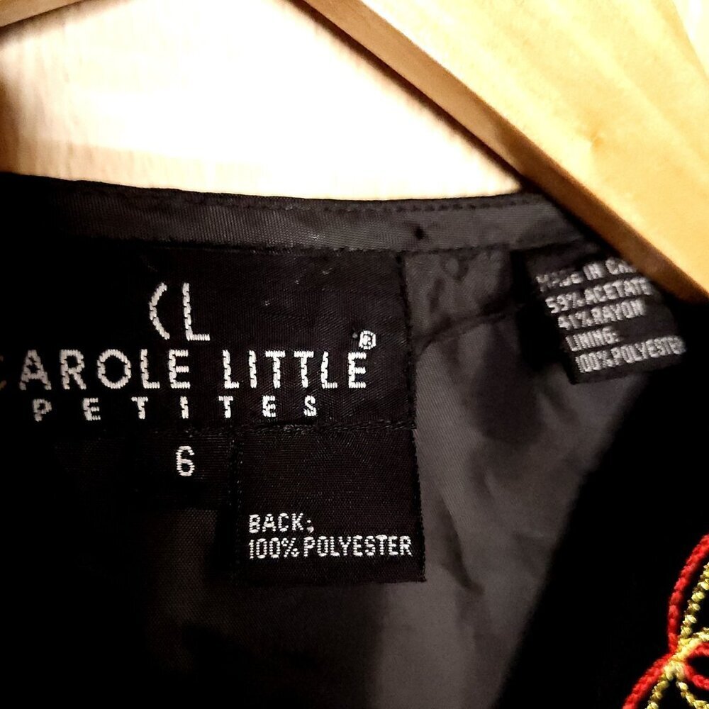 Carole Little Petite Vintage Black Embroidered Vest 6P - Picture 6 of 6
